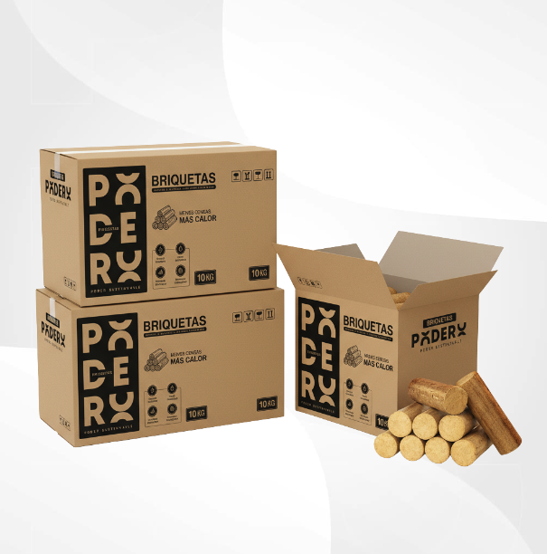 100 cajas de Briquetas de Madera 10 kg